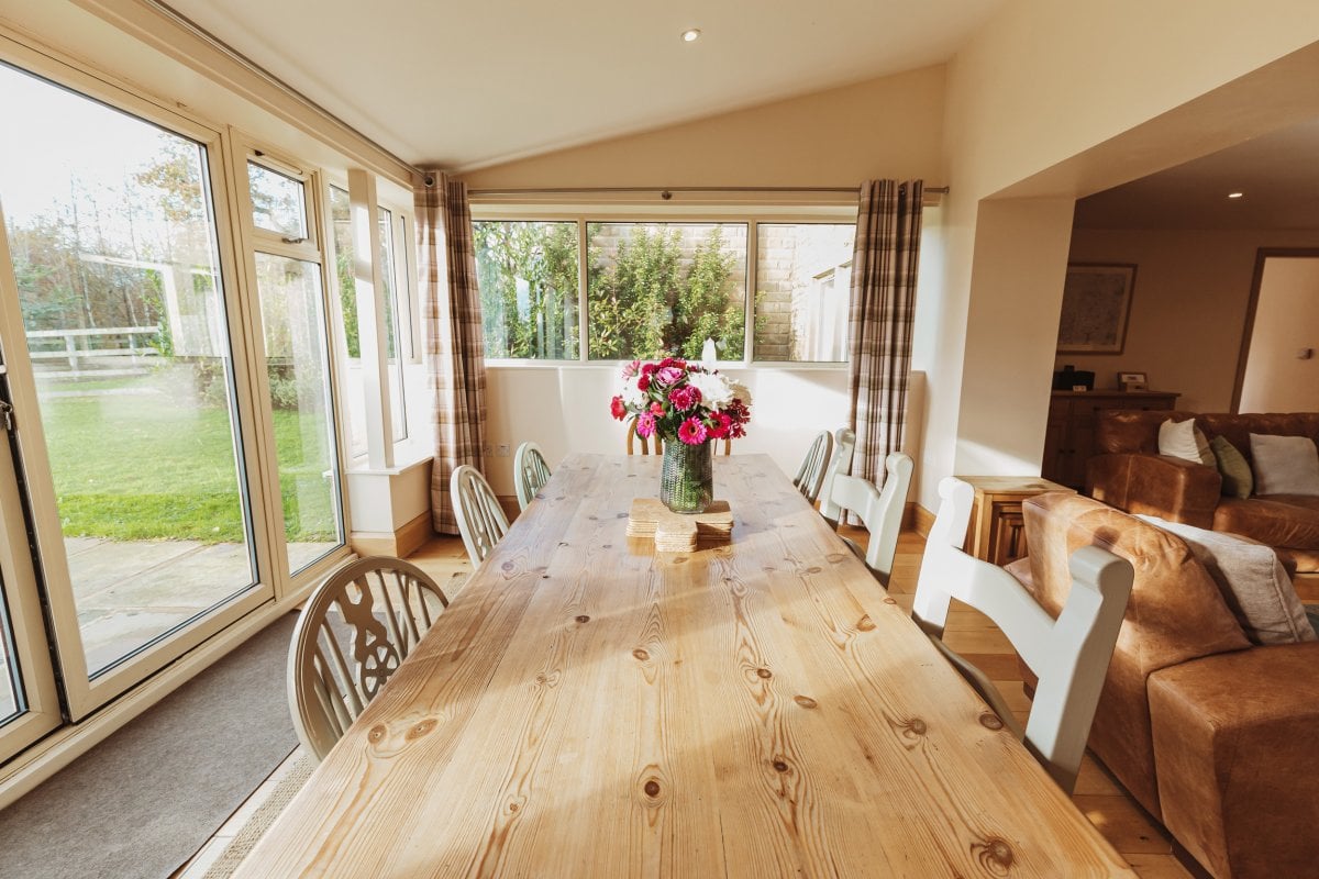 Waddow Cottage - light and airy dining overlooking the garden